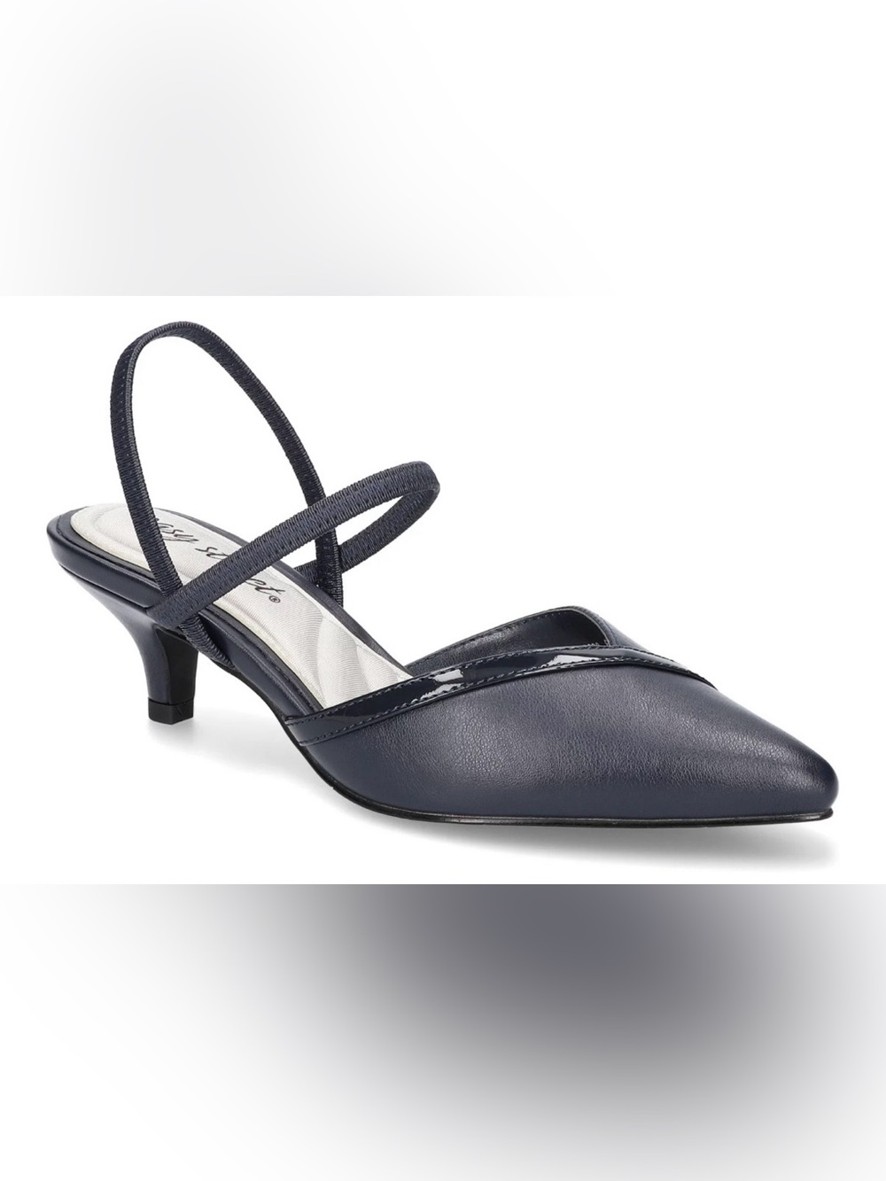 Easy Street Unna Pointed Slingback Kitten Heel Navy 7.5-NWT